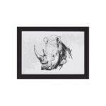 Quadro para Sala Safari Rinoceronte Moldura Preta 33x43cm