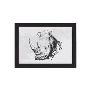 Quadro para Sala Safari Rinoceronte Moldura Preta