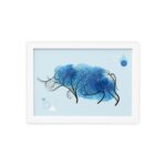 Quadro Minimalista Safari Rinoceronte Moldura Branca 33x43cm