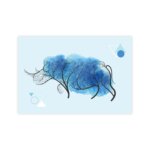 Placa Decoração Minimalista Safari Rinoceronte Azul 30x40cm