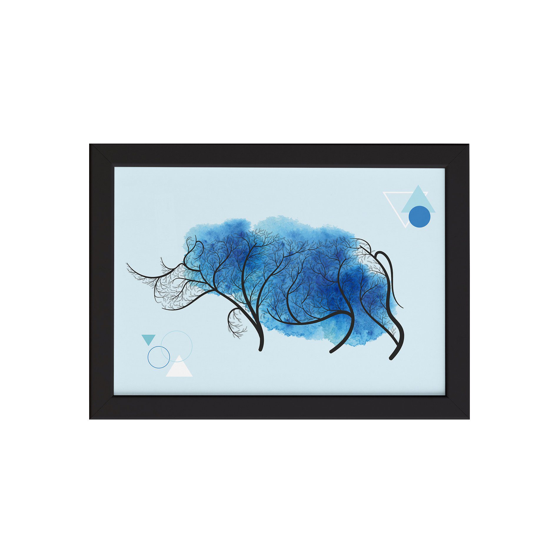 Quadro Minimalista Safari Rinoceronte Moldura Preta