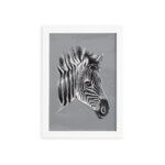 Quadro para Sala Safari Zebra Moldura Branca 22x32cm