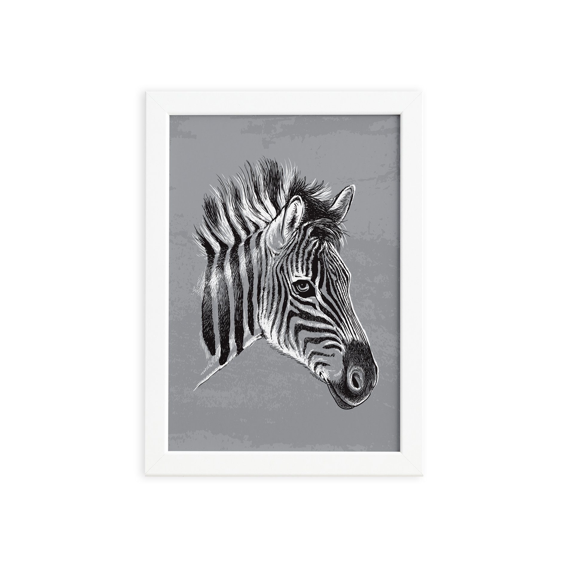 Quadro para Sala Safari Zebra Moldura Branca 