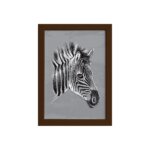 Quadro para Sala Safari Zebra Moldura Marrom 22x32cm