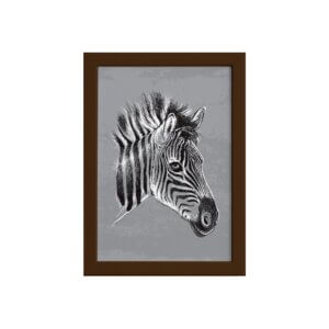 Quadro para Sala Safari Zebra Moldura Marrom