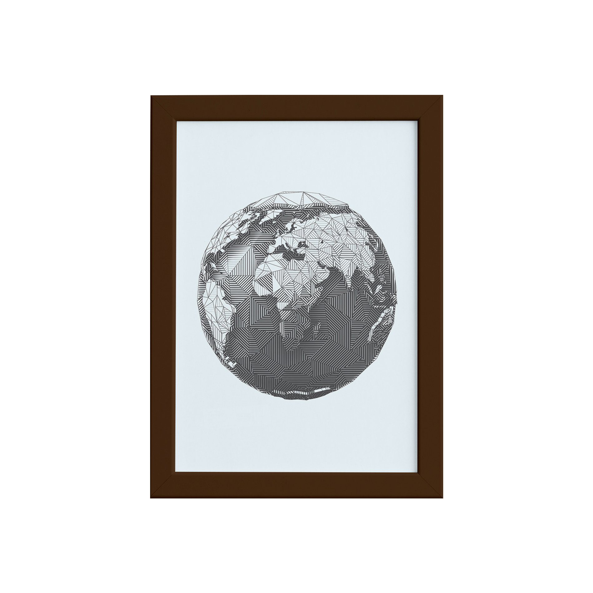 Quadro Safari Geométrico África Moldura Marrom