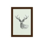 Quadro Safari Geométrico Alce Moldura Marrom 22x32cm