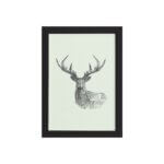 Quadro Safari Geométrico Alce Moldura Preta 33x43cm