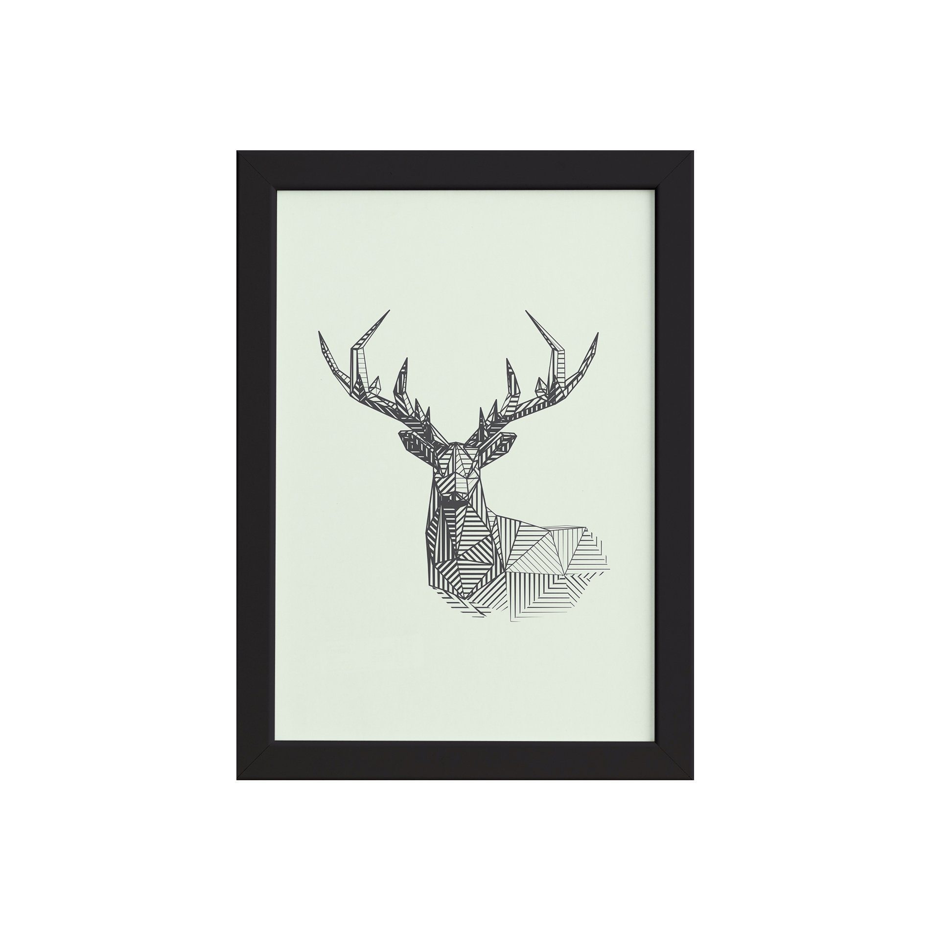 Quadro Safari Geométrico Alce Moldura Preta