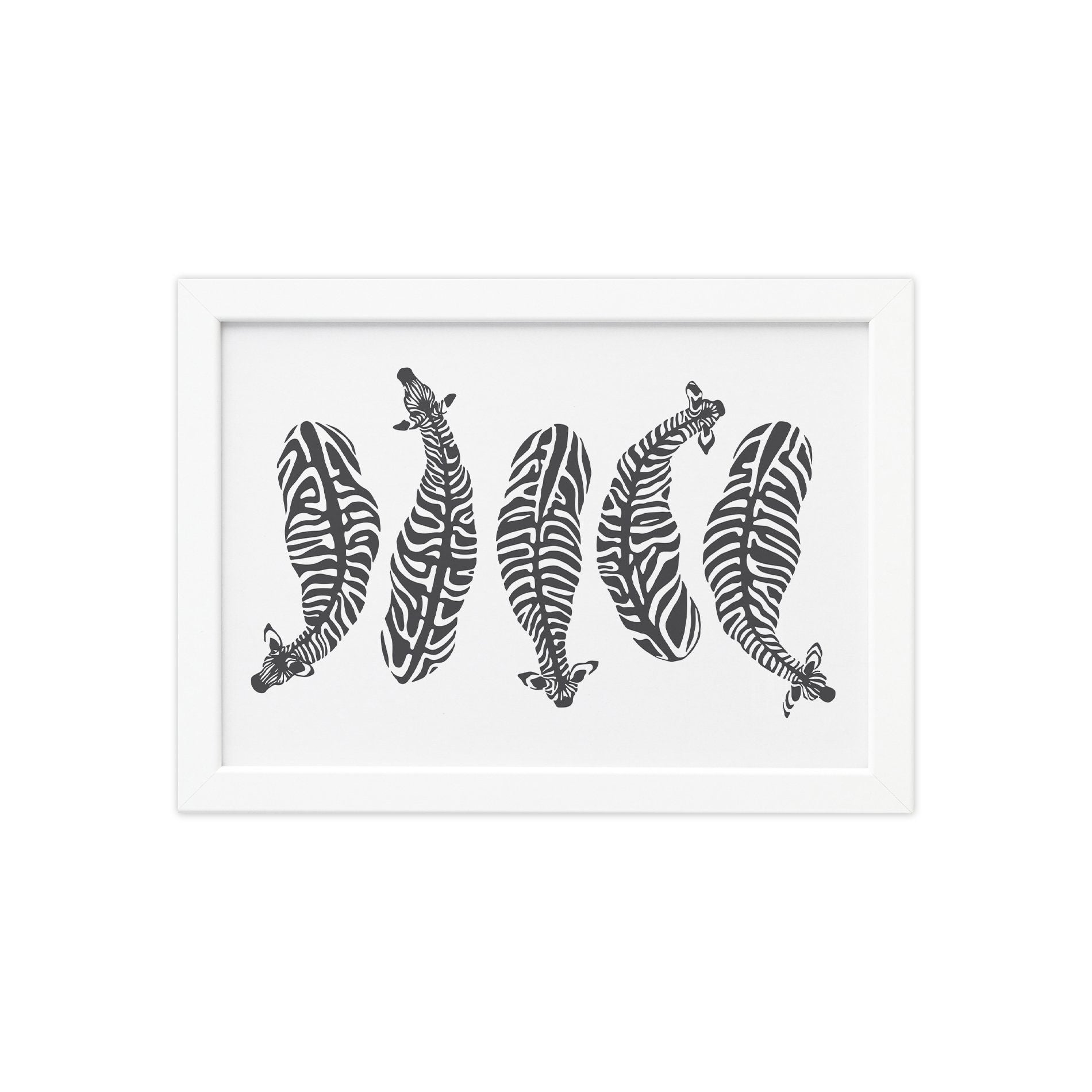 Quadro Safari Geométrico Zebra Moldura Branca