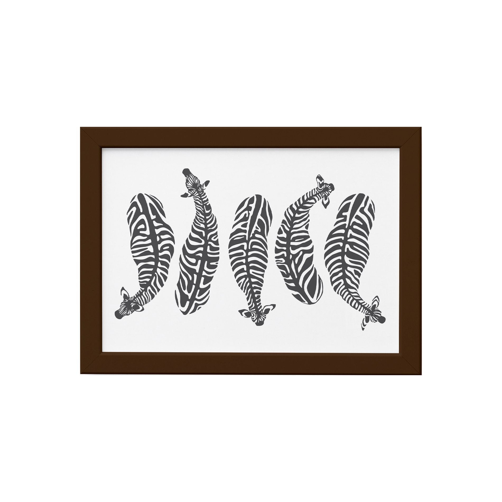 Quadro Safari Geométrico Zebra Moldura Marrom