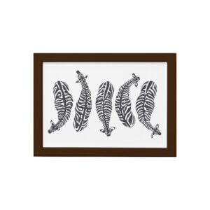 Quadro Safari Geométrico Zebra Moldura Marrom