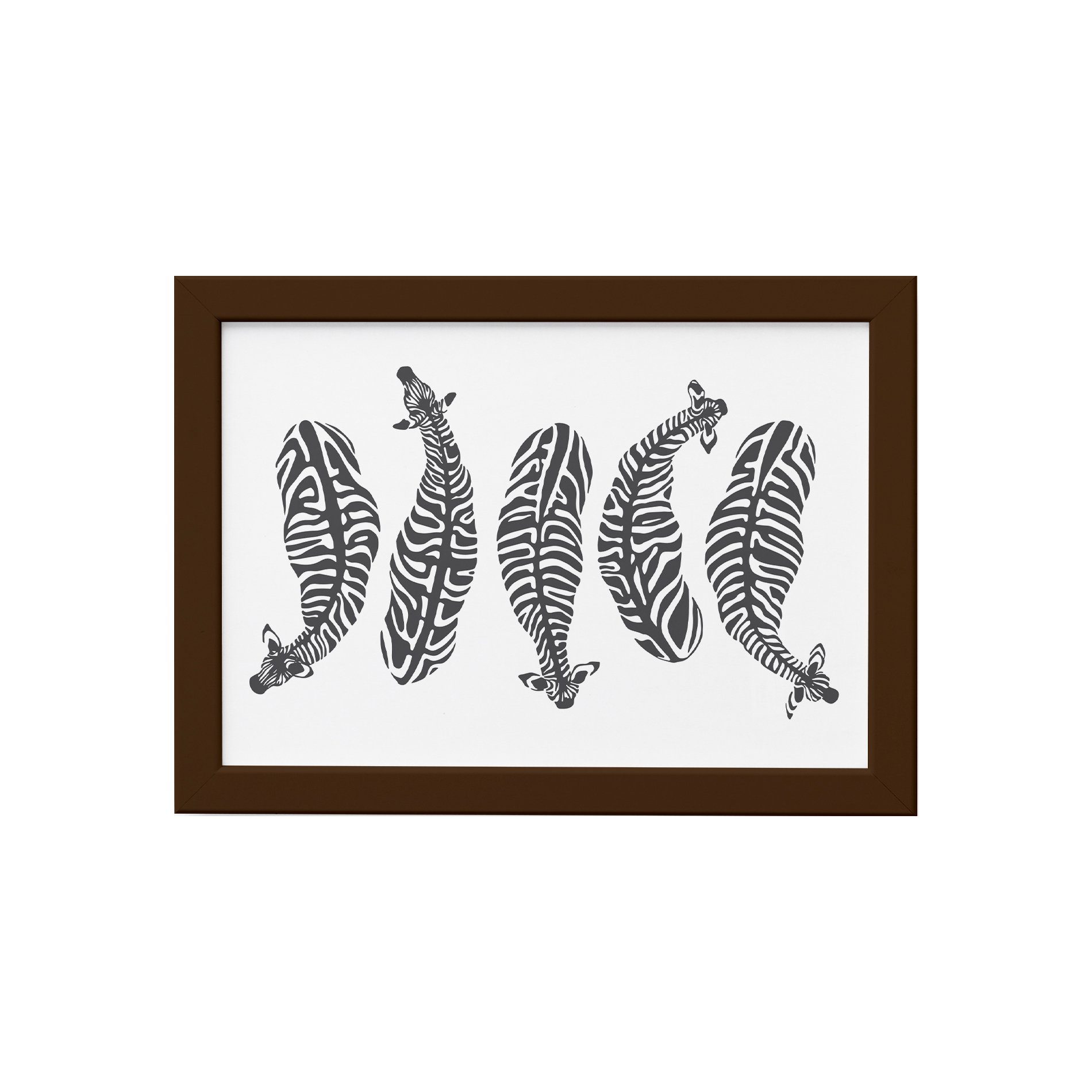 Quadro Safari Geométrico Zebra Moldura Marrom