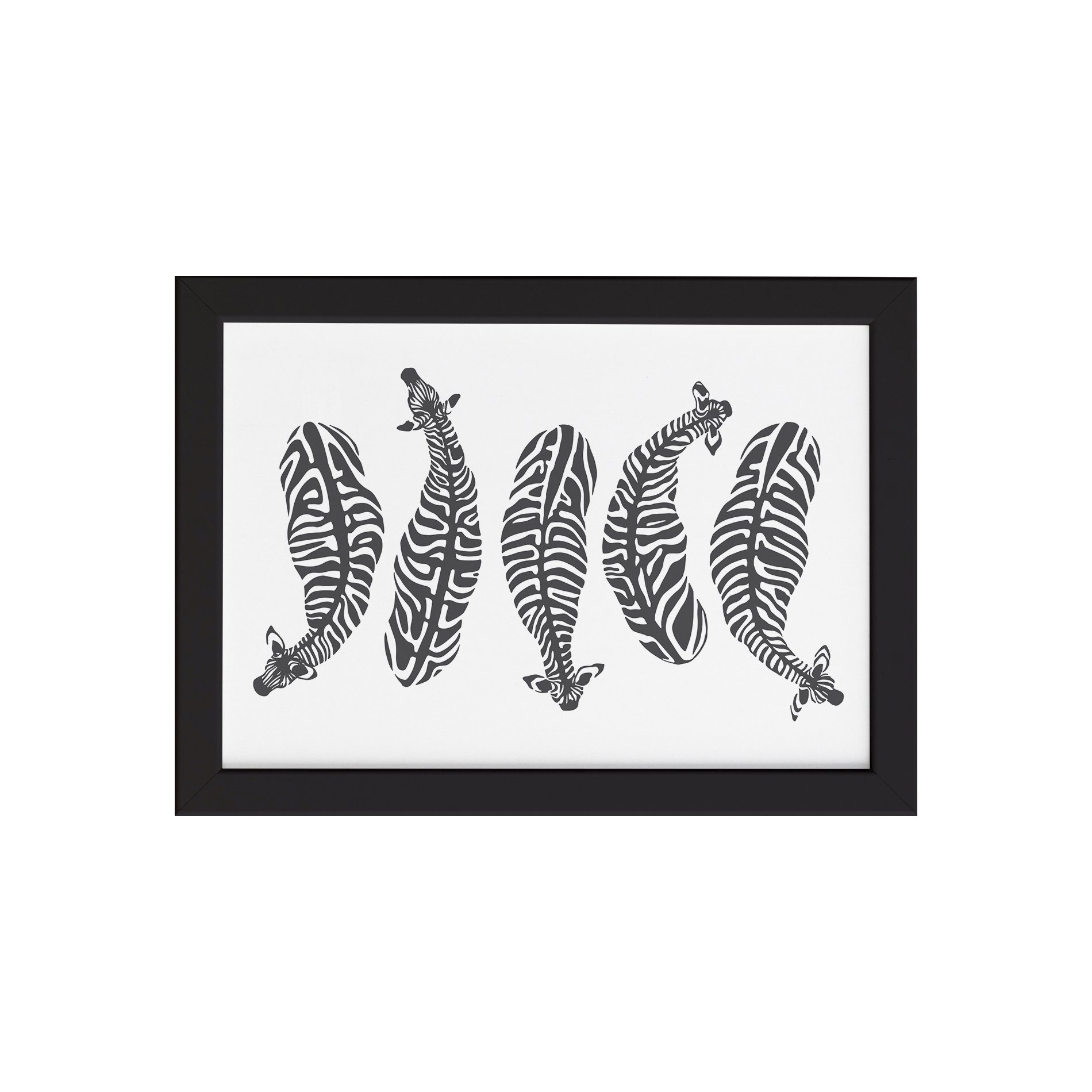 Quadro Safari Geométrico Zebra Moldura Preta