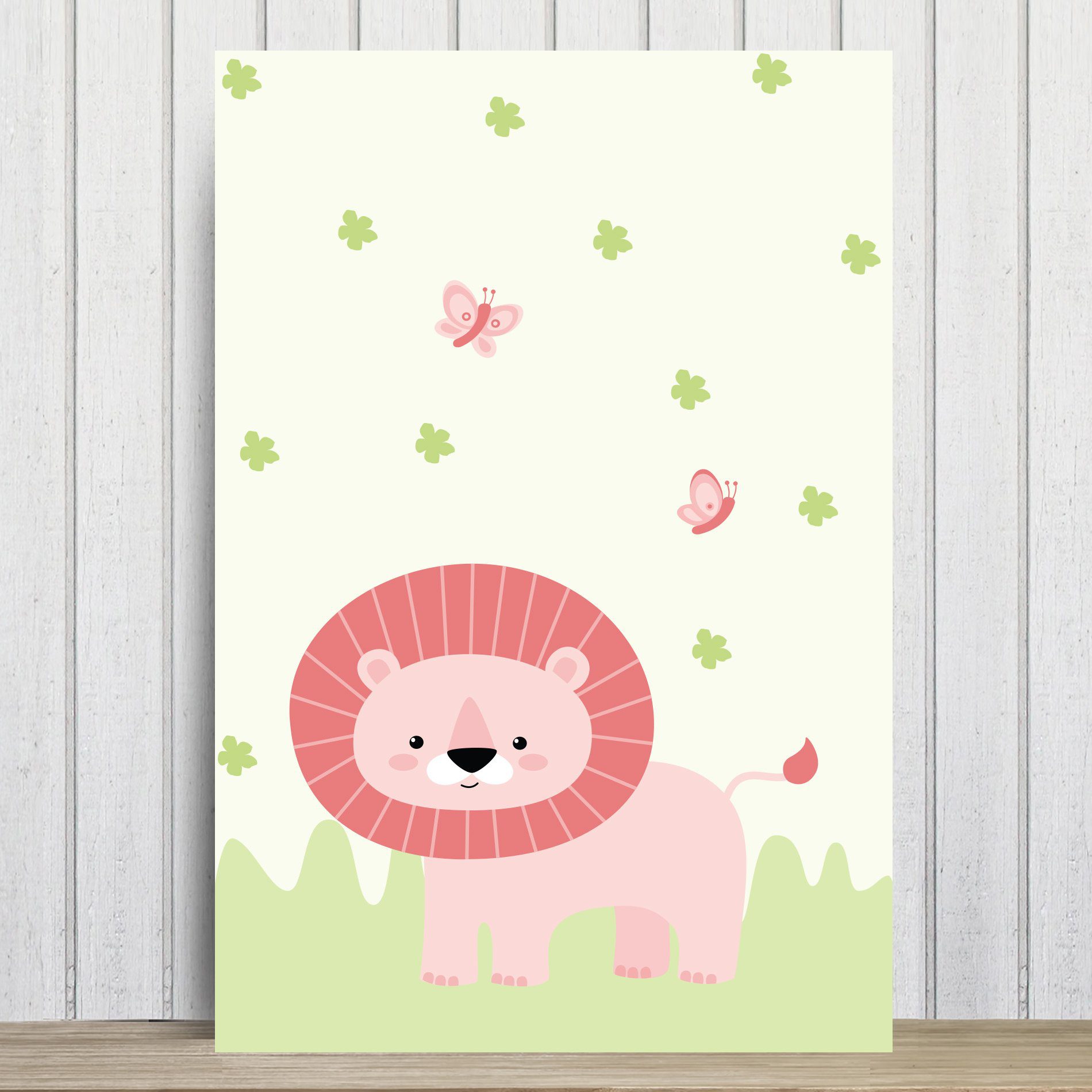 Placa Decorativa Infantil Safari Menina Leão