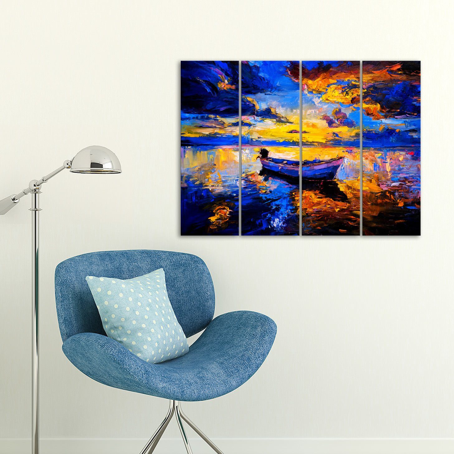 Placa Painel Decorativa em MDF Foto Céu e Barco