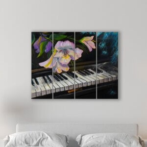 Placa Painel Decorativa em MDF Foto Piano e Flor