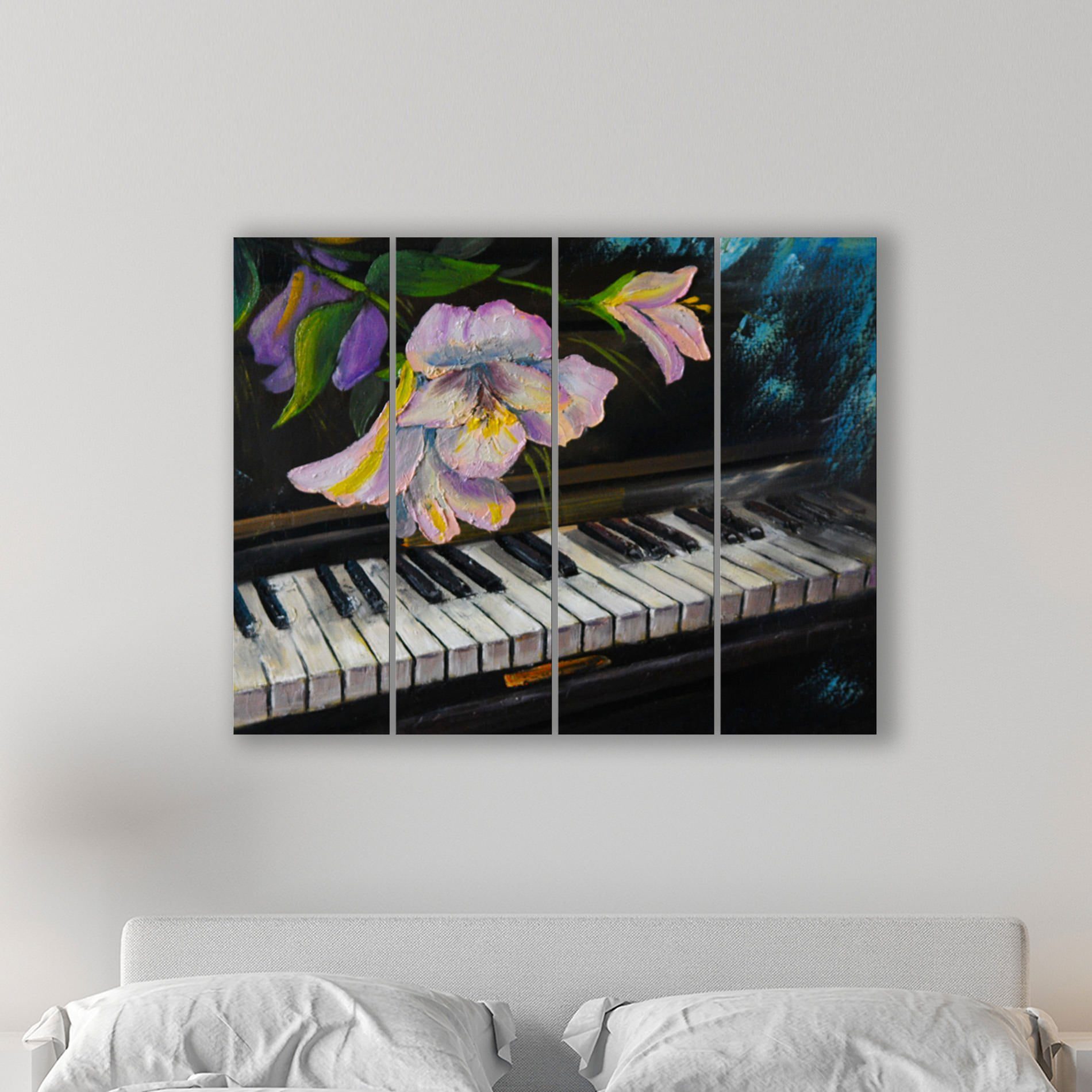 Placa Painel Decorativa em MDF Foto Piano e Flor