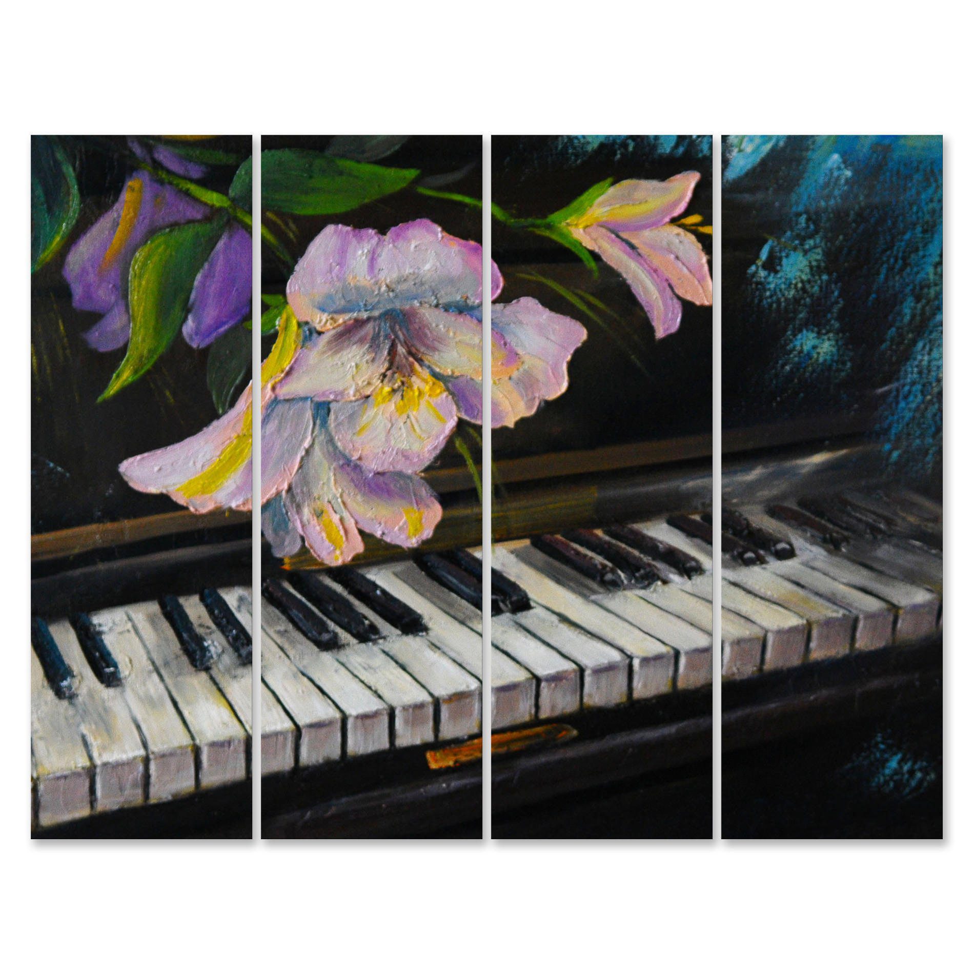Placa Painel Decorativa em MDF Foto Piano e Flor