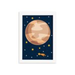 Quadro Decorativo Infantil Sistema Solar Jupiter 22x32cm Moldura Branca