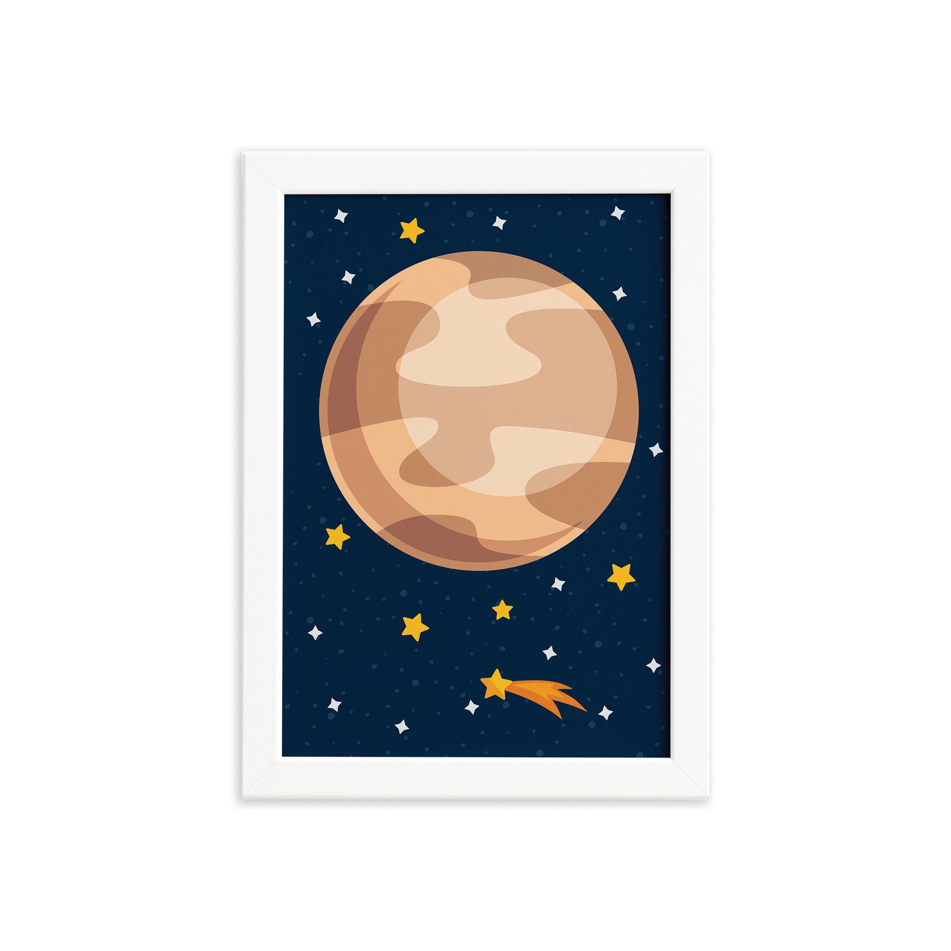 Quadro Decorativo Infantil Sistema Solar Jupiter 22x32cm Moldura Branca
