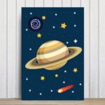 Placa Decorativa Infantil MDF Sistema Solar Saturno 20x30cm