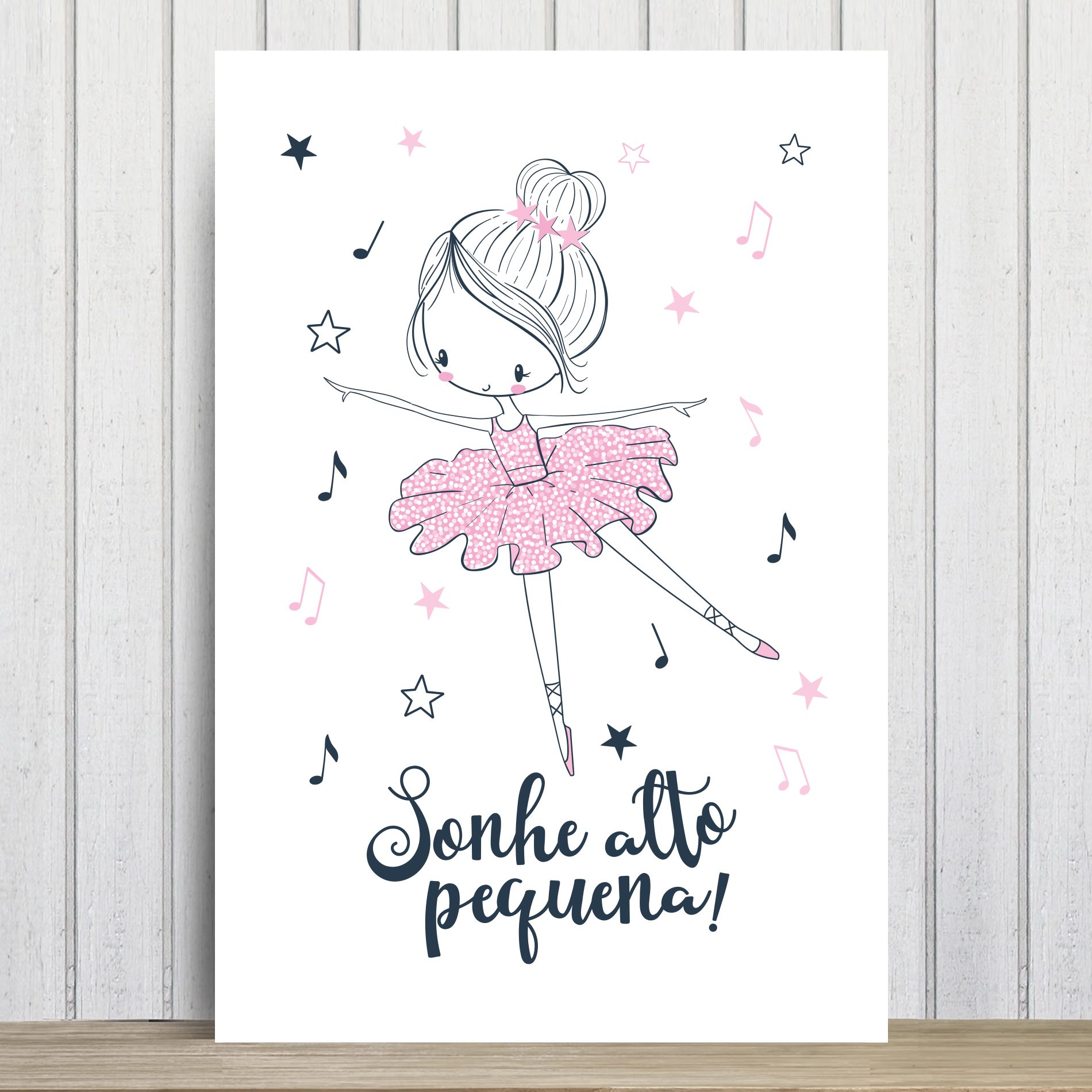 Placa Decorativa Bailarina Frase Sonhe Alto Pequena