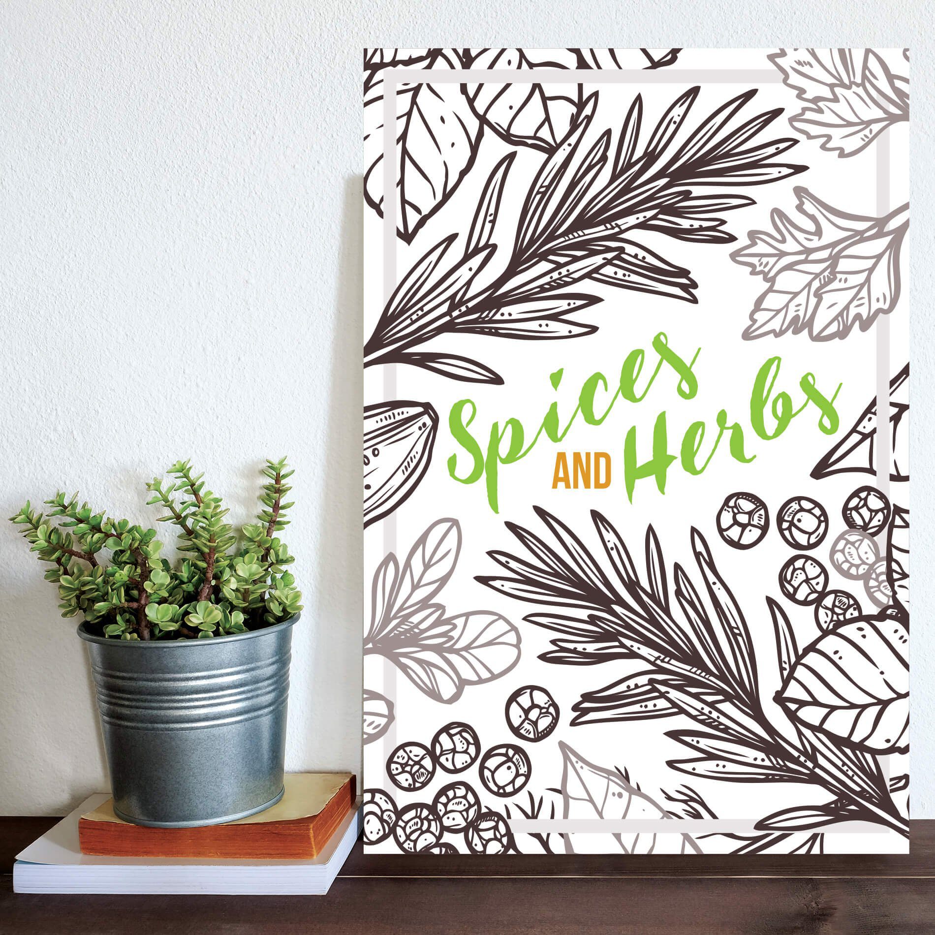 Placa Decorativa MDF Tempero Frase Spices and Herbs 20x30cm