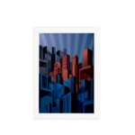 Quadro Super Heróis Geek Cidade Moldura Branca 22x32cm