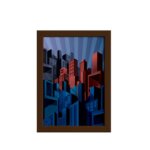 Quadro Super Heróis Geek Cidade Moldura Marrom 22x32cm