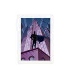 Quadro Super Heróis Geek Noturno Moldura Branca 33x43cm