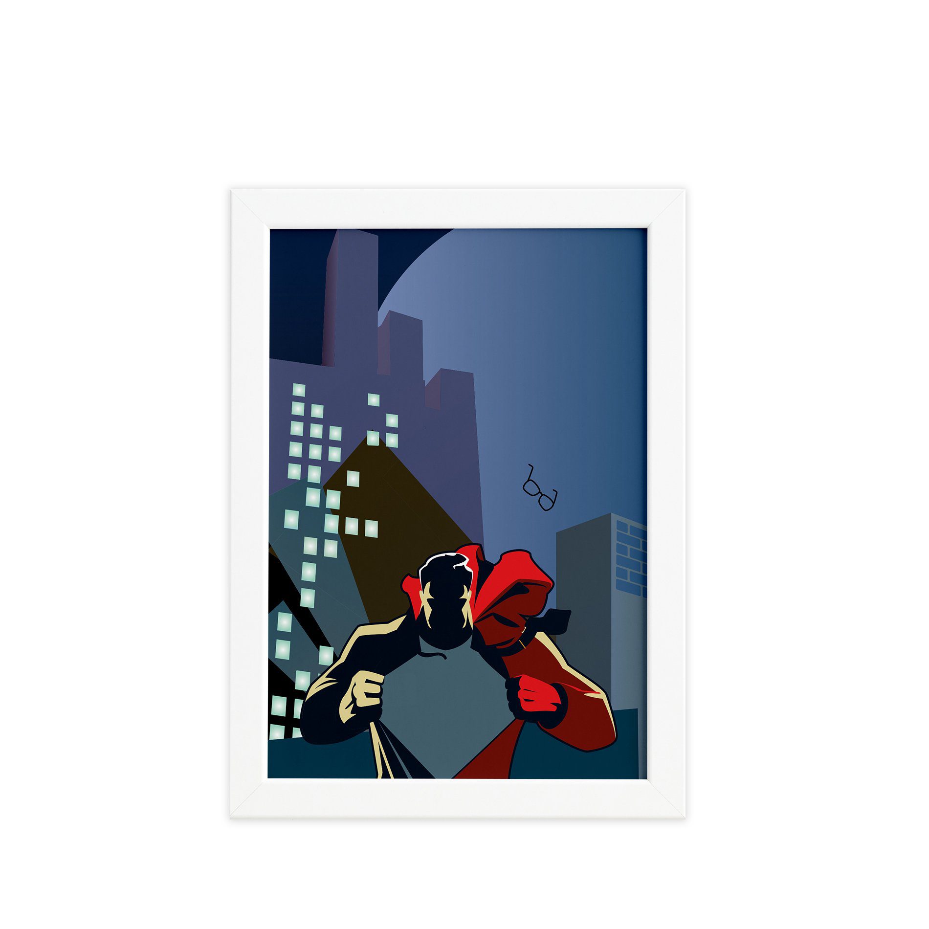 Quadro Super Heróis Geek Superman Moldura Branca 22x32cm 