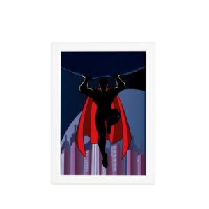 Quadro Super Heróis Geek Superman Rocha Moldura Branca 22x32