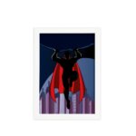 Quadro Super Heróis Geek Superman Rocha Moldura Branca 33x43