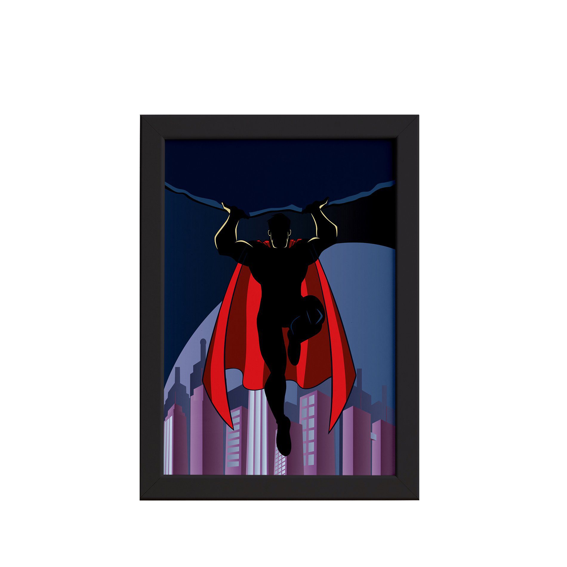 Quadro Super Heróis Geek Superman Rocha Moldura 