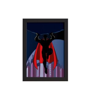 Quadro Super Heróis Geek Superman Rocha Moldura Preta