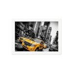 Quadro New York Táxi Amarelo Foto Moldura Branca 22x32cm