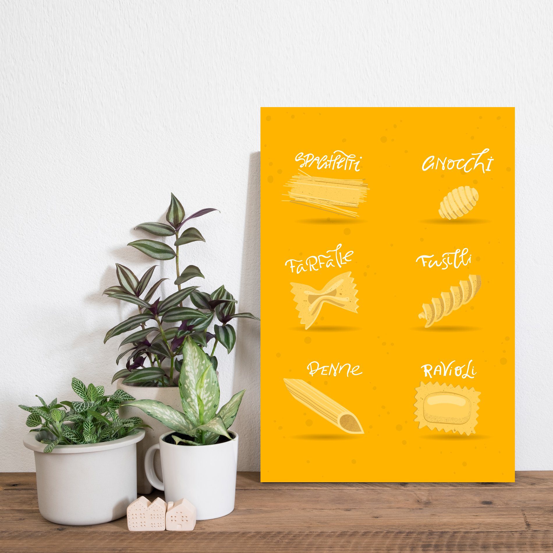 Placa Decorativa MDF Tipos de Massa Amarelo 30x40cm