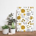 Placa Decorativa MDF Tipos de Massa Branco e Amarelo 30x40cm