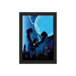 Quadro Super Heróis Geek Azul Raio Moldura Preta 22x32cm