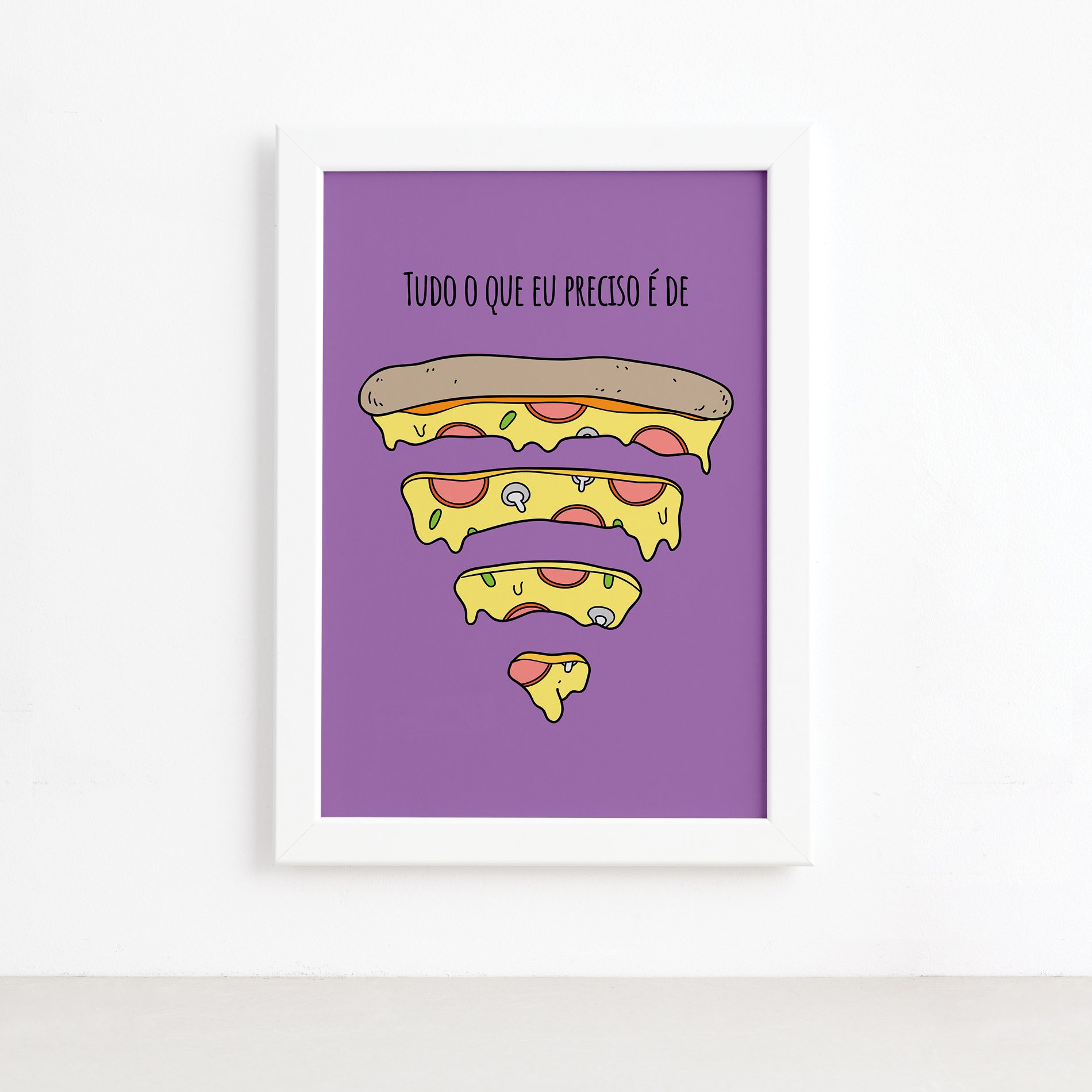 Quadro Cozinha Pizza Frase Preciso Moldura Branca 22x32cm,Quadro Cozinha Pizza Frase Preciso Moldura Branca 22x32cm