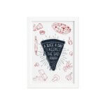 Quadro Cozinha Pizza Frase Slice a Day Moldura Branca 33x43