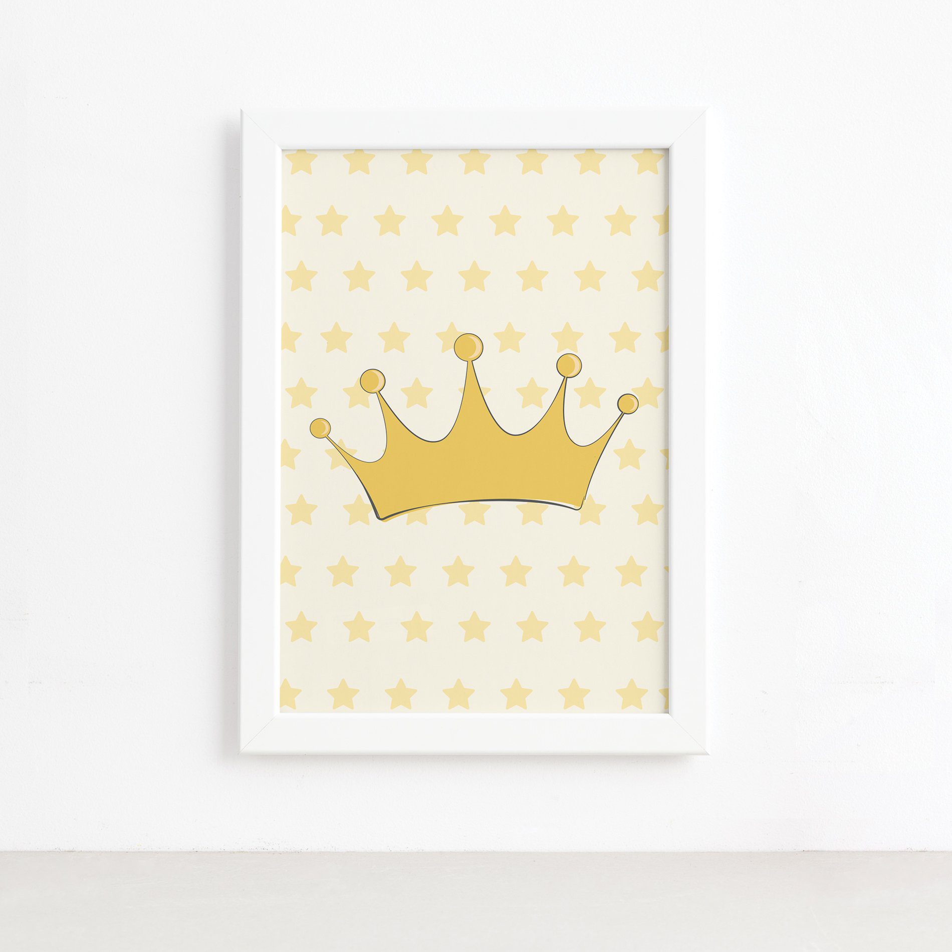 Quadro Decorativo Quarto Bebê Ursinha Princesa Coroa 22x32cm Moldura Branca
