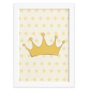 Quadro Decorativo Quarto Bebê Ursinha Princesa Coroa 22x32cm Moldura Branca