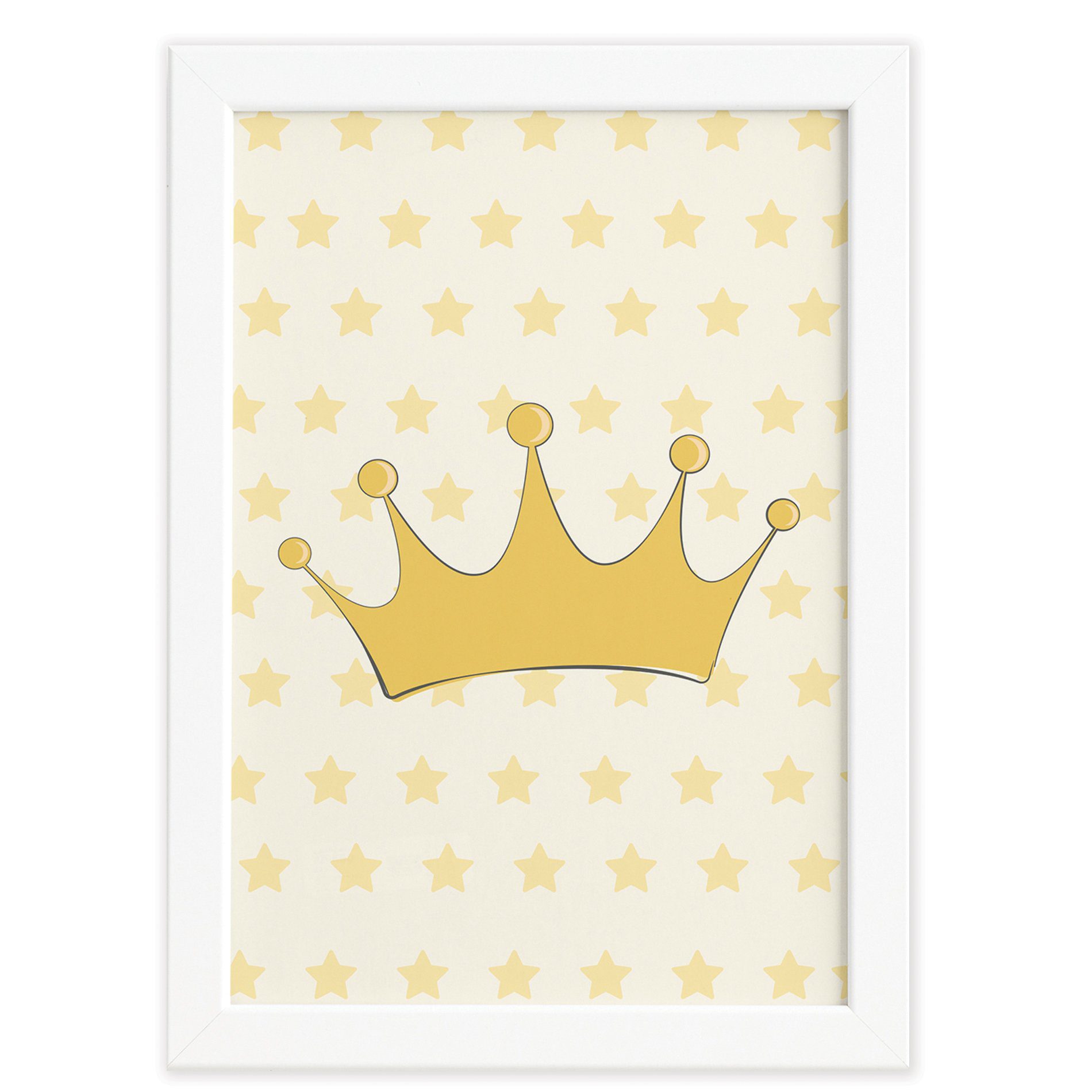 Quadro Decorativo Quarto Bebê Ursinha Princesa Coroa 22x32cm Moldura Branca