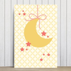 Placa Decorativa para Quarto de Bebê Lua e Estrelas 