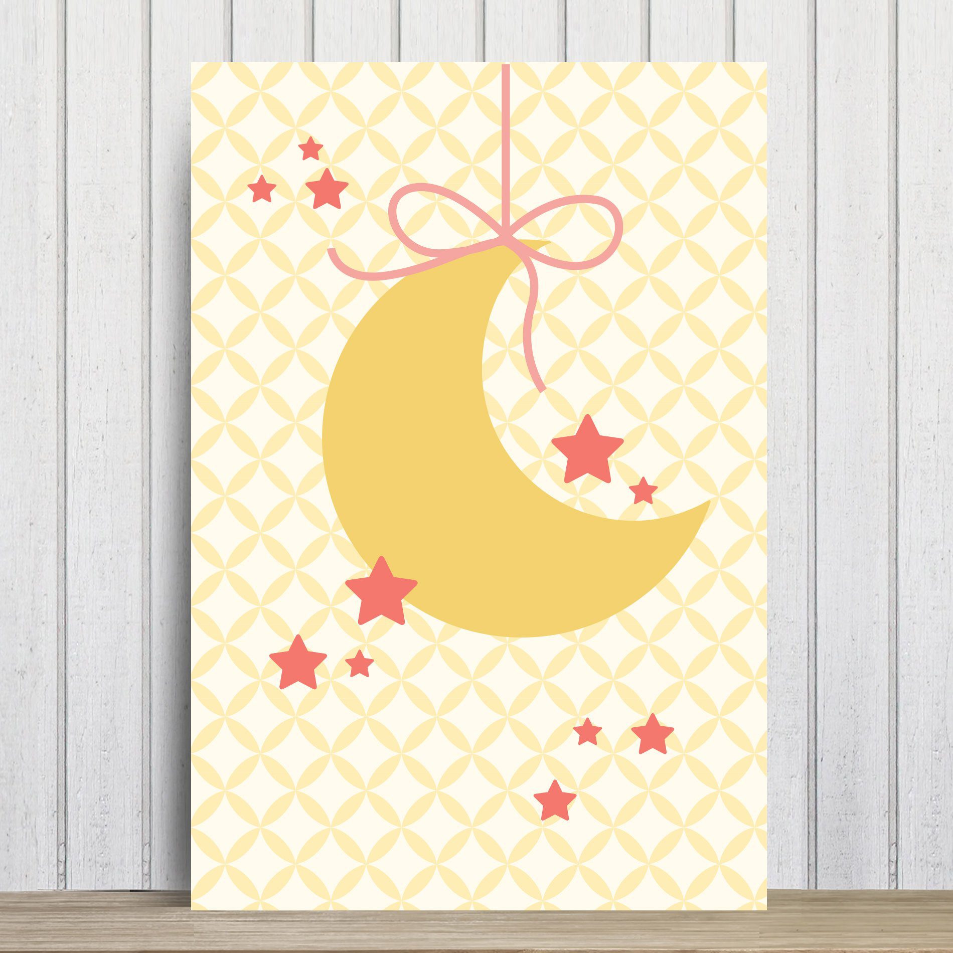 Placa Decorativa para Quarto de Bebê Lua e Estrelas 