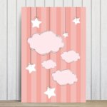 Placa Decorativa Quarto Bebê Nuvens Ursinha Princesa 20x30cm