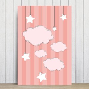 Placa Decorativa Quarto Bebê Nuvens Ursinha Princesa