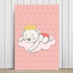 Placa Decorativa Quarto Bebê Ursinha Princesa Nuvem 30x40cm